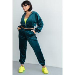 Костюм двойка женский КС-078ФР/ИЗУ велюр (р-ры: 42-52) изумруд Костюм двойка женский КС-078ФР/ИЗУ велюр (р-ры: 42-52) изумруд