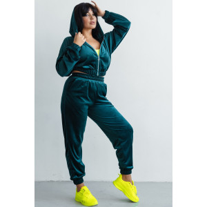 Костюм двойка женский КС-078ФР/ИЗУ велюр (р-ры: 42-52) изумруд Костюм двойка женский КС-078ФР/ИЗУ велюр (р-ры: 42-52) изумруд