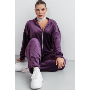 Костюм двойка женский КС-077ФР/БАК велюр (р-ры: 44-62) баклажан