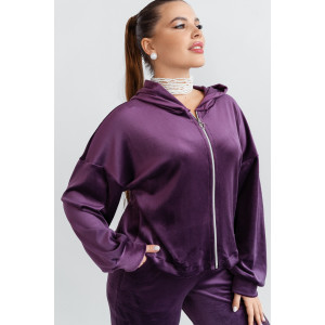 Костюм двойка женский КС-077ФР/БАК велюр (р-ры: 44-62) баклажан