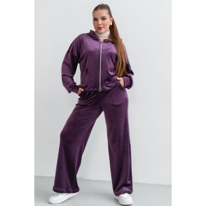 Костюм двойка женский КС-077ФР/БАК велюр (р-ры: 44-62) баклажан