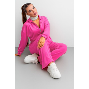 Костюм двойка женский КС-077ФР/ФКС велюр (р-ры: 44-62) фуксия