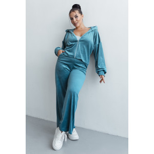 Костюм двойка женский КС-077ФР/ОЛИ велюр (р-ры: 44-62) оливка