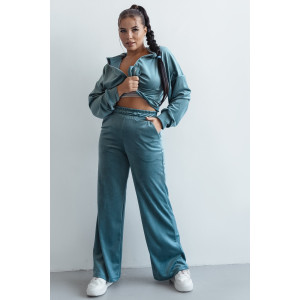 Костюм двойка женский КС-077ФР/ОЛИ велюр (р-ры: 44-62) оливка