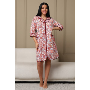 Халат женский 417 капитоний (р-ры: 48-62) бордовый-огурцы Халат женский 417 капитоний (р-ры: 48-62) бордовый-огурцы