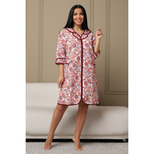 Халат женский 417 капитоний (р-ры: 48-62) бордовый-огурцы Халат женский 417 капитоний (р-ры: 48-62) бордовый-огурцы