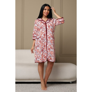 Халат женский 417 капитоний (р-ры: 48-62) бордовый-огурцы Халат женский 417 капитоний (р-ры: 48-62) бордовый-огурцы