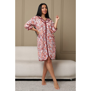 Халат женский 417 капитоний (р-ры: 48-62) бордовый-огурцы Халат женский 417 капитоний (р-ры: 48-62) бордовый-огурцы