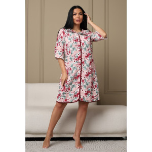 Халат женский 405 капитоний (р-ры: 46-58) розовый-бордовый Халат женский 405 капитоний (р-ры: 46-58) розовый-бордовый