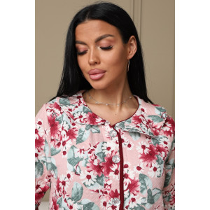 Халат женский 405 капитоний (р-ры: 46-58) розовый-бордовый Халат женский 405 капитоний (р-ры: 46-58) розовый-бордовый