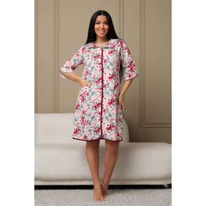 Халат женский 405 капитоний (р-ры: 46-58) розовый-бордовый Халат женский 405 капитоний (р-ры: 46-58) розовый-бордовый