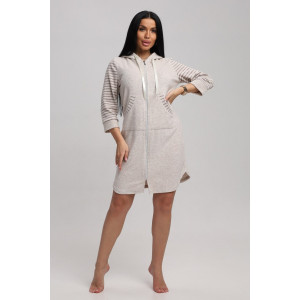 Халат женский 321 махра (р-ры: 44-54) бежевый-коричневый