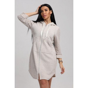 Халат женский 321 махра (р-ры: 44-54) бежевый-коричневый