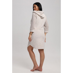 Халат женский 321 махра (р-ры: 44-54) бежевый-коричневый