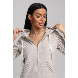 Халат женский 321 махра (р-ры: 44-54) бежевый-коричневый