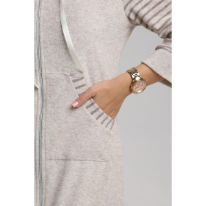 Халат женский 321 махра (р-ры: 44-54) бежевый-коричневый