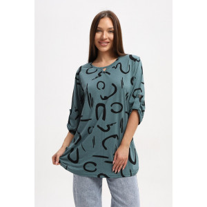 Блузка женская 554 кулирка (р-ры: 48-62) серо-зеленый-черный