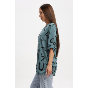 Блузка женская 554 кулирка (р-ры: 48-62) серо-зеленый-черный