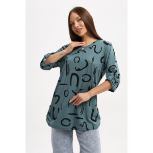 Блузка женская 554 кулирка (р-ры: 48-62) серо-зеленый-черный