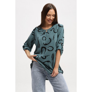 Блузка женская 554 кулирка (р-ры: 48-62) серо-зеленый-черный