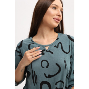 Блузка женская 554 кулирка (р-ры: 48-62) серо-зеленый-черный