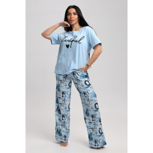 Костюм двойка женский 724 кулирка (р-ры: 44-54) голубой-синий