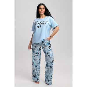 Костюм двойка женский 724 кулирка (р-ры: 44-54) голубой-синий