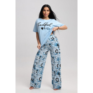 Костюм двойка женский 724 кулирка (р-ры: 44-54) голубой-синий