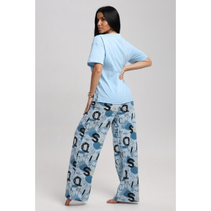 Костюм двойка женский 724 кулирка (р-ры: 44-54) голубой-синий