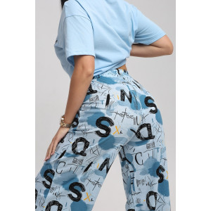 Костюм двойка женский 724 кулирка (р-ры: 44-54) голубой-синий