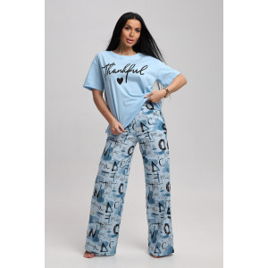 Костюм двойка женский 724 кулирка (р-ры: 44-54) голубой-синий