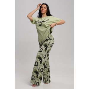 Костюм двойка женский 724 кулирка (р-ры: 44-54) хаки-зеленый Костюм двойка женский 724 кулирка (р-ры: 44-54) хаки-зеленый