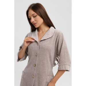 Халат женский 319 махра (р-ры: 48-62) коричневый-бежевый