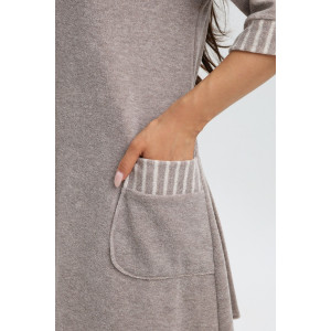 Халат женский 319 махра (р-ры: 48-62) коричневый-бежевый