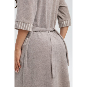 Халат женский 319 махра (р-ры: 48-62) коричневый-бежевый