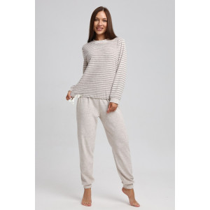 Костюм двойка женский 715 махра (р-ры: 46-58) бежевый-коричневый Костюм двойка женский 715 махра (р-ры: 46-58) бежевый-коричневый