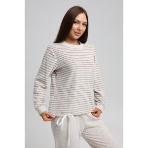 Костюм двойка женский 715 махра (р-ры: 46-58) бежевый-коричневый Костюм двойка женский 715 махра (р-ры: 46-58) бежевый-коричневый