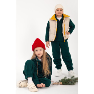 Костюм двойка детский "Сноу" КД-11 флис (р-ры: 116-152) изумруд