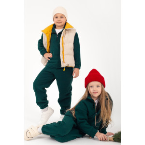 Костюм двойка детский "Сноу" КД-11 флис (р-ры: 116-152) изумруд