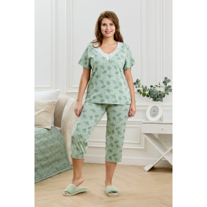 Пижама женская "Канна-2" кулирка (р-ры: 50-64) зеленый