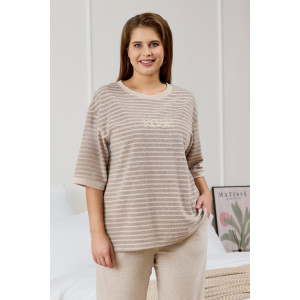 Костюм двойка женский "Краски" махра (р-ры: 48-58) светло-бежевый