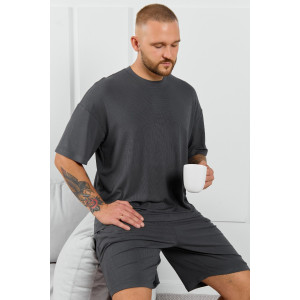 Футболка мужская "Алессандро-1" фактурный трикотаж (р-ры: 48-58) графитовый