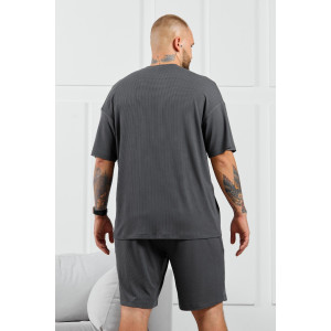 Футболка мужская "Алессандро-1" фактурный трикотаж (р-ры: 48-58) графитовый