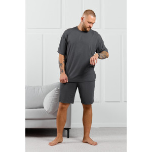 Футболка мужская "Алессандро-1" фактурный трикотаж (р-ры: 48-58) графитовый