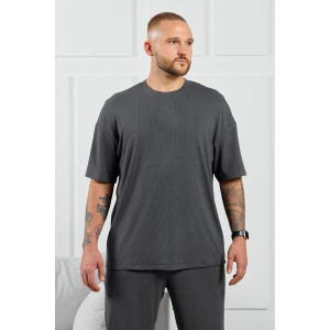 Футболка мужская "Алессандро-1" фактурный трикотаж (р-ры: 48-58) графитовый