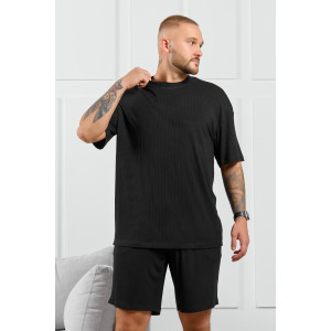 Футболка мужская "Алессандро-1" фактурный трикотаж (р-ры: 48-58) черный