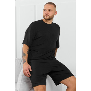 Футболка мужская "Алессандро-1" фактурный трикотаж (р-ры: 48-58) черный