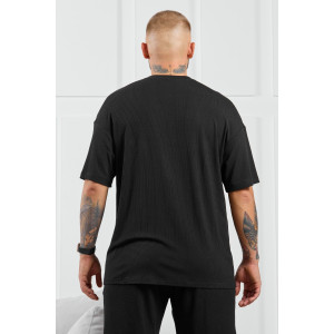 Футболка мужская "Алессандро-1" фактурный трикотаж (р-ры: 48-58) черный