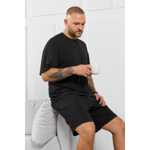 Футболка мужская "Алессандро-1" фактурный трикотаж (р-ры: 48-58) черный