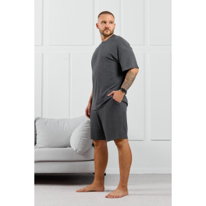 Шорты мужские "Алессандро-4" фактурный трикотаж (р-ры: 48-58) графитовый